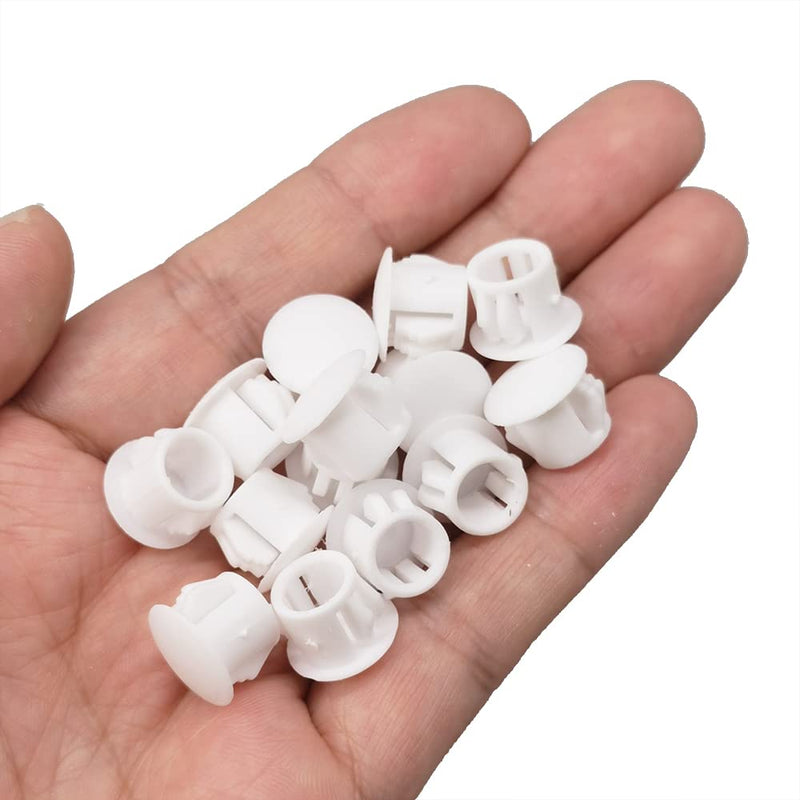 [Australia - AusPower] - Hole Plugs 3/8" Plastic Flush Type Hole Plugs Snap in Locking Hole Tube Screw Caps Drilling Cover Plugs Fastener Covers for Kitchen Cabinet Furniture White 100 Pack 10mm(3/8") 