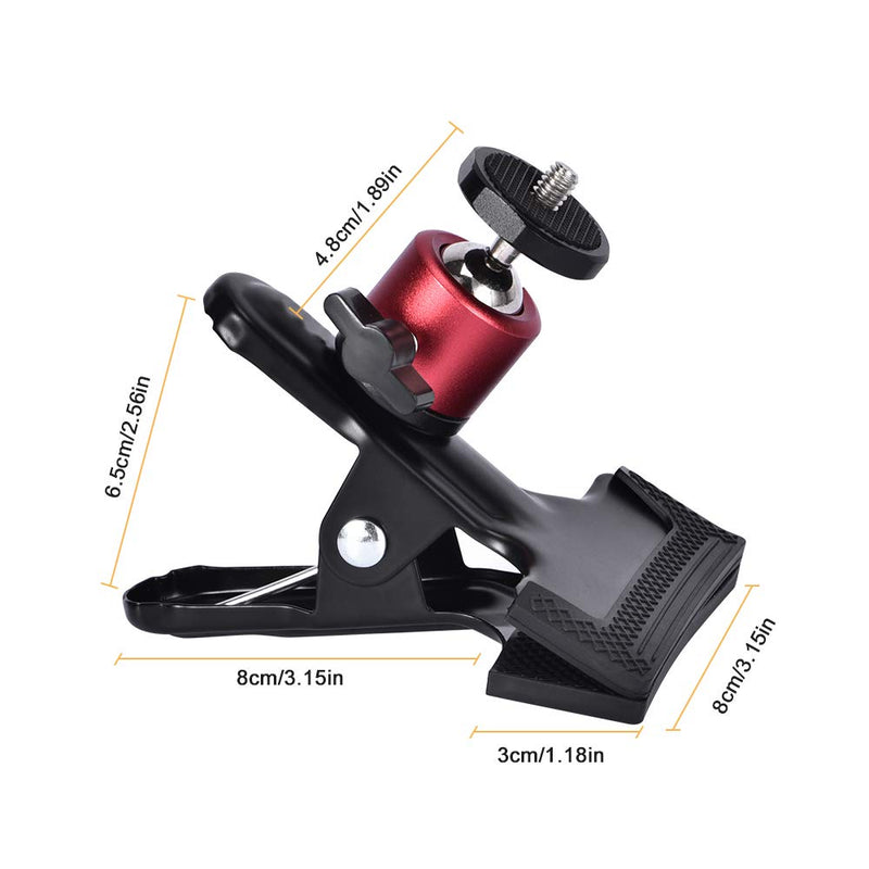 [Australia - AusPower] - UTEBIT Tripod Camera Clip Clamp with 360 Degree Swivel Mini Ball Head 2 Pack Clip Camera Mount Photography Accessories Clamp 1/4'' Screw Black Spring Clamp for DSLR Video Photoshoot Studio Red 