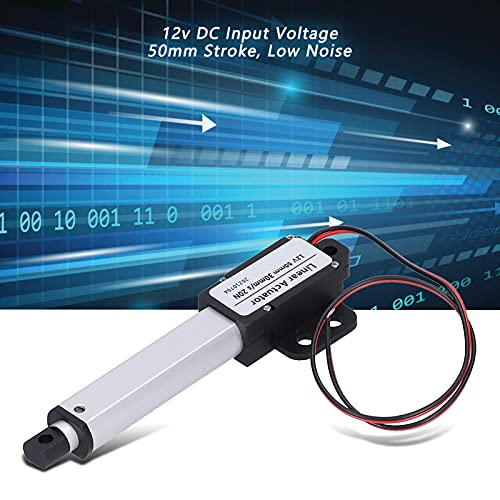 12V DC Linear Actuator 50mm Stroke, Low Noise Mini Electric Actuator Motor with Internal Limit Switch, 20N Force, 30mm/s Speed for Automotive, Home, Industrial Use Stroke 50mm-30mm/s-20N