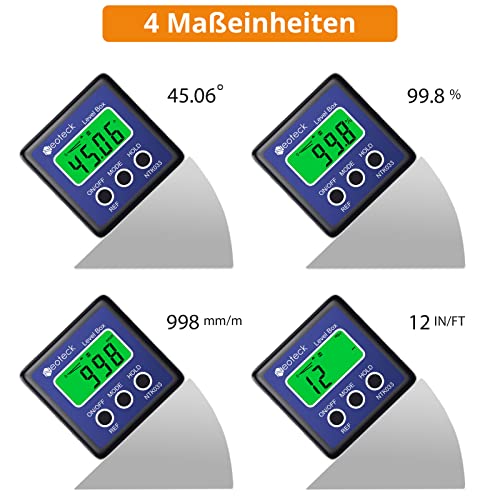 Neoteck Digital LCD Protractor Inclinometer, Waterproof Blue