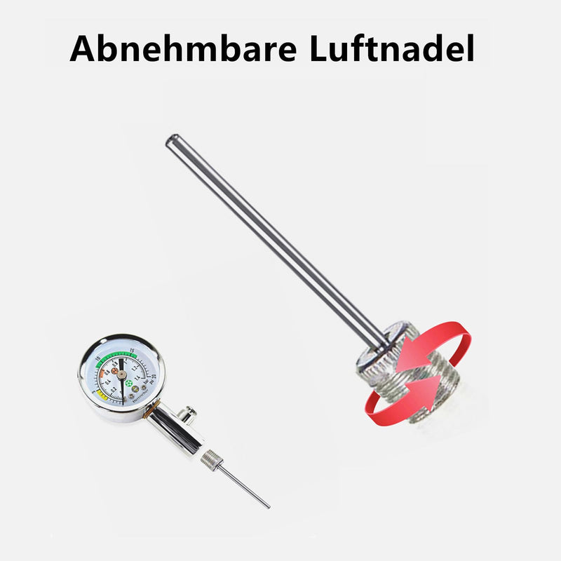 Precision Ball Pressure Gauge Professional Air Pressure Gauge for Football, Basketball, Volleyball & Rugby - Robust Metal Casing, Clear Display (0-20 PSI/0-1.4 Bar) - Includes Needle for All Ball Valves