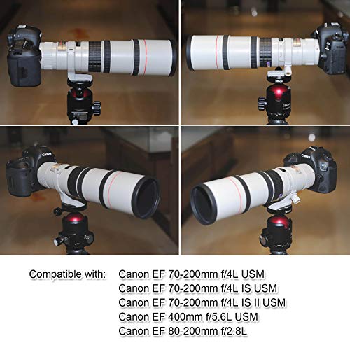 iShoot Metal Tripod Mount Ring, Lens Collar Support AII (W) Compatible with Canon EF 70-200mm f/4L / IS / IS II USM, 80-200mm f/2.8L, 400mm f/5.6L USM Lens, Bottom with Arca-Swiss Fit Dovetail Groove