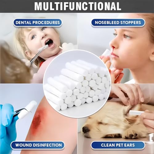 Pack of 100 Nosebleed Stoppers, Highly Absorbent Nose Tamponade Made of Soft Cotton, Professional Nosebleed Plugs for Daily Use at Home and in the Office