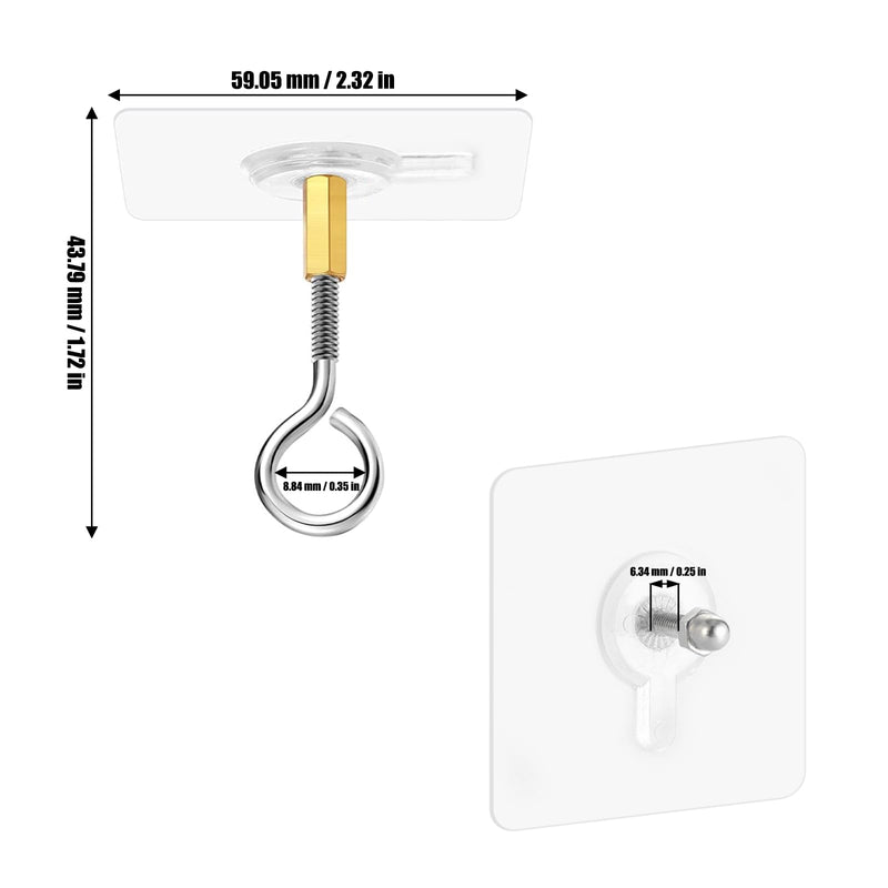 [Australia - AusPower] - 12 Pcs Self Adhesive Ceiling Hooks No Drilling Ceiling Hooks Stainless Steel Eye Hooks for Hanging Small Plants Ceiling Decoration Eye Hook 
