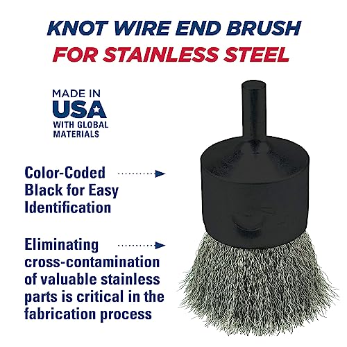Weiler 10022 1-inch crimped wire end brush with stainless steel fill, flat end brush, 1 count