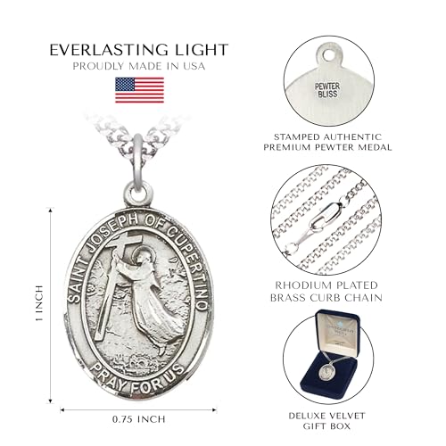 Saint Joseph of Cupertino Medal Necklace - Patron of Pilots & Air Force 24.0 Inches No Clasp (Endless) Chain