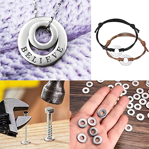 ZAYI M8 304 stainless steel flat washers and split spring lock washers assortment set, 100 sets per pack