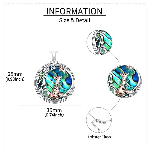 Fox/Cat/Dog Urn Necklaces for Ashes Sterling Silver Fox Moon Pendant Cremation Jewellery for Ashes Memorial for Women urn necklace-fox