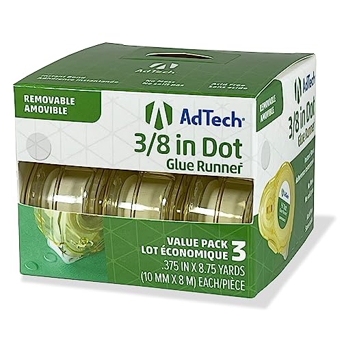 AdTech removable adhesive dots glue runner, clear 0.375-inch, 3-pack
