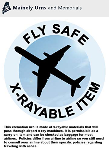 Mainely Urns Meadow Themed TSA Approved Fly-Safe and Temporary Travel Cremation Urn Kit for Human Ashes - Airline and Mail Friendly - 200 Cubic Inch Capacity - Green Plastic Urn with Floral Mailing