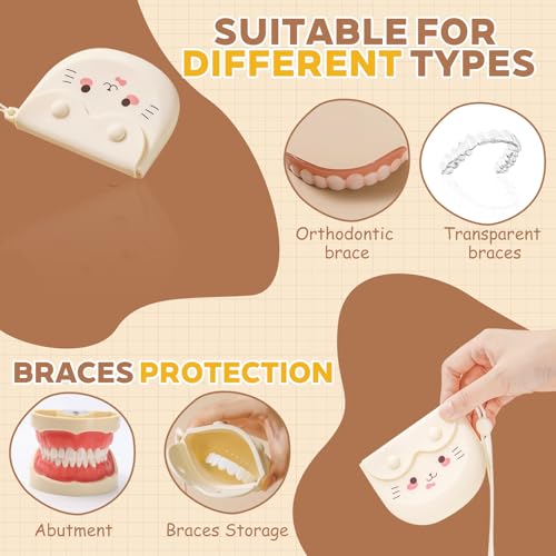 Braces Box, Denture Box, Denture Box, Denture Container for Dentures, Portable Cleaning for Travel, Denture Storage Box