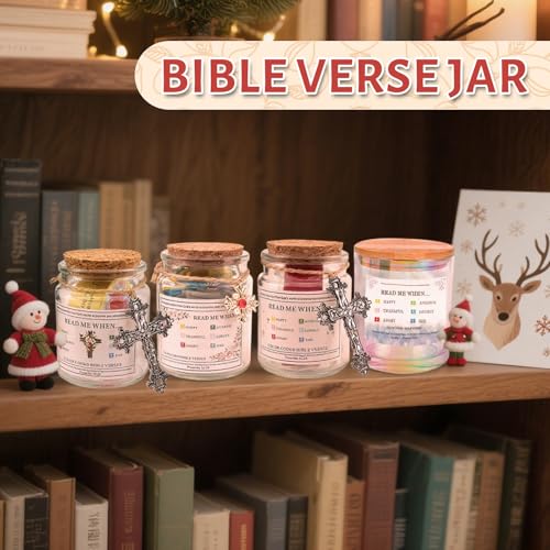 Bible Verse Jar, Yelsky Christian Faith Gift, Religious Prayer Card Gifts for Women, Prayer Jar With a Gift Box as Holiday Present for Parents, Women, Sisters and Family (with Ruby Accessories) Ruby Bible Jar