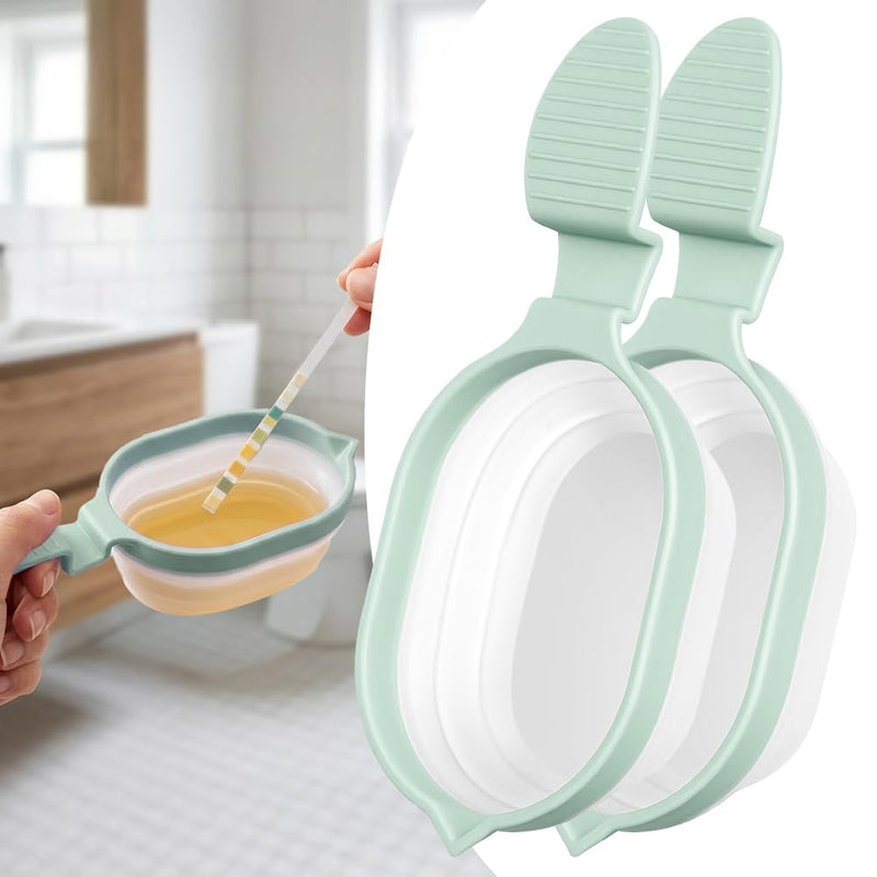 Reusable Urine Cup, 2 Pieces Collapsible Urine Catcher Cup, 50ml Sample Cup Sample Container, Easy to Use and Clean Green - 2 Pcs