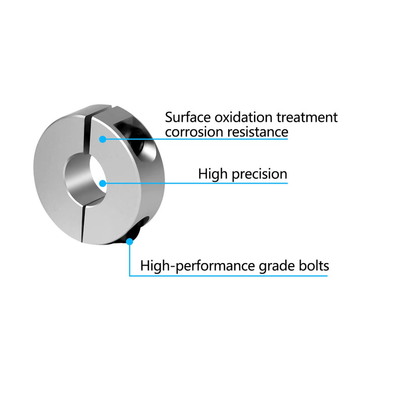(Pack of 4) Split Shaft Collar Bore 16mm, Aluminum Alloy Two Halves Clamping Collar for Shaft, 35mm OD, 12mm Thickness, with M4 Set Screws 16mm Bore Size
