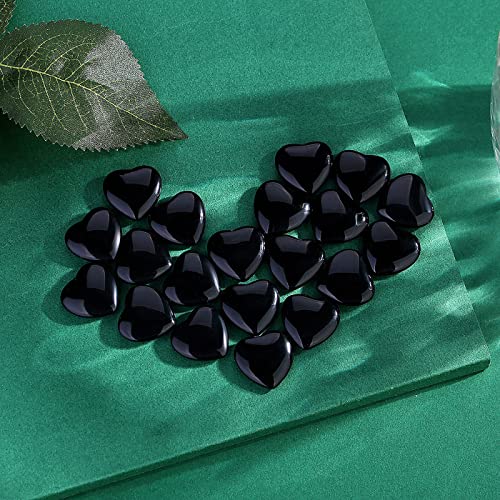 QINJIEJIE 20 PCS Natural Heart Healing Crystals Black Obsidian Stones Bulk