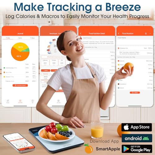 AIMILAR Bluetooth Smart Kitchen Scale 10kg/22lb - Nutrition Food Scale with App Calorie & Macro Tracker, 19+ Nutrients Analysis, USB-C Rechargeable, Tempered Glass, LED Display