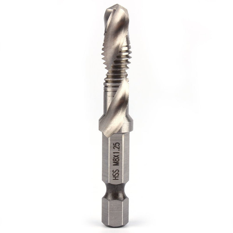 [Australia - AusPower] - Tap M8, Hex Shank Drill, Hex Handle Composite Drill Bit Suitable for Drilling, Tap, Cutting on Soft Metal, Aluminium Plate, Iron (M8 x 1.25) 