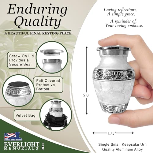 Small Urns for Human Ashes Keepsake – White Sharing Cremation Urn for Human Ashes, Decorative Urns for Human Ashes Adult Man and Woman, Mini Urns for Human Ashes – Loving Reflections White White Enamel Small