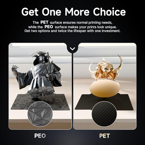 YOOPAI Dual-Sided Build Plate for Bambu Lab A1/P1P/P1S/X1C/X1E, 257x257mm Textured PET + PEO Build Plate Magnetic Spring Steel Sheet Printing Bed, Flexible Heated Bed for 3D Printer Bambulab PEO+PET 257x257