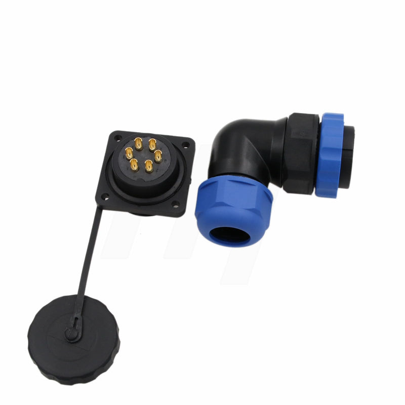 [Australia - AusPower] - HE29 6 Pin Power Waterproof Connector 25A, Quick Disconnect Male Female Right Angle Wire Plug Panel Mount Socket, Outdoor Marine Electrical Circular Solder 6 pin 25A 