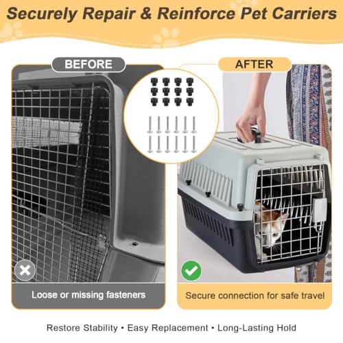 RPBKE 12-pack 1-1/4-inch pet kennel carrier metal bolt fasteners kit with screws and bolts