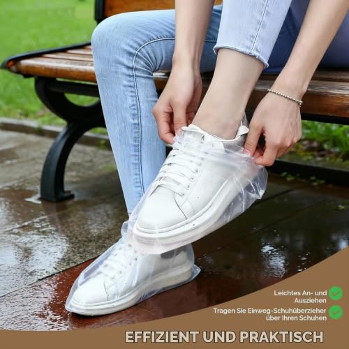 Shoe Covers Waterproof 15 Pairs, Disposable Shoe Covers with Elastic Band, Unisex Shoe Rain Protection, Transparent and Non-Slip, Suitable for Use When Camping Outdoors