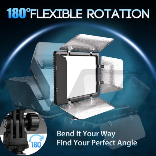 Mettlelite SL240B LED Video Light with Barndoor & Mini Tripod, Ultra Bright Bi-Color Panel, Dimmable 3200K-5600K CRI 95+, Portable Studio Lighting Kit for Photography, Video & Live Streaming