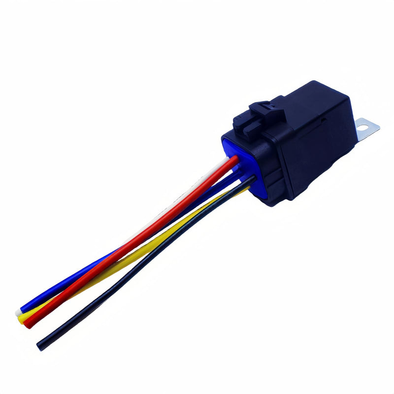 5-Piece 40/30 amp 12VDC Waterproof Relay with Harness 5-pin, Heavy Duty 12/16AWG tinned Copper Wire, 12VDC Waterproof 5-pin SPDT Pure Copper Coil Relay.-5 Pack