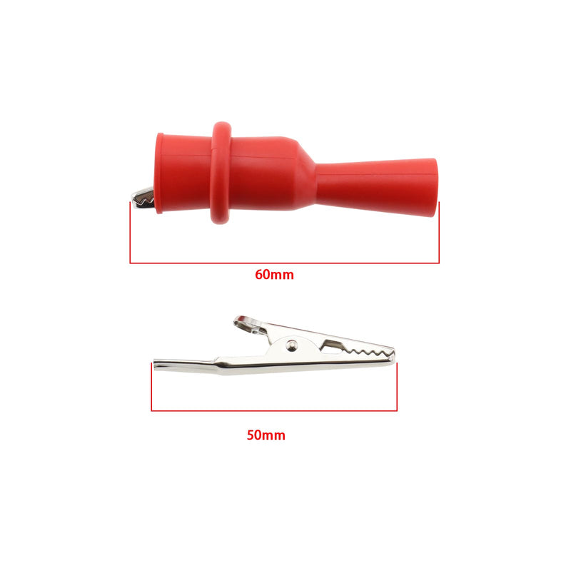 [Australia - AusPower] - 12PCS Multimeter Silicone Insulated Alligator Clips Set Including Red/Black Each 6 with 2mm Socket for Laboratory Electric Testing Work Cable Lead Clip 