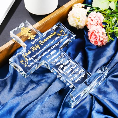 Ornalrist First Holy Communion Gifts for Boy Girls Religious Cross Keepsake