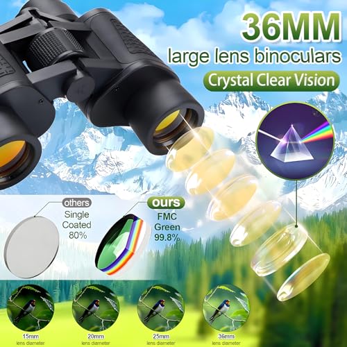 Binoculars for Adults High Powered HD Binocular Professional Hunting Waterproof with Low Light Night Vision Mini Binoculares for Bird Watching Hunting Concert Theater Camping (90 * 90) 90*90