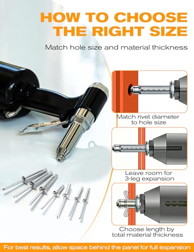 YaaYii 3/16 x 3/4 inch silver tri-fold pop rivets with exploding bulb, aluminum body and steel mandrel