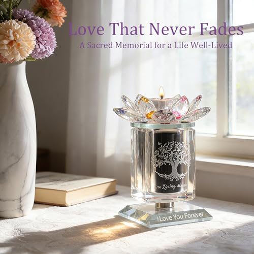 Contid small urns for human ashes,Cremation Keepsake Photo Urn Rotatable Crystal Mini Candle Urns for Ashes Keepsake Decorative Engraving Tree of Life Urn Remember Your Love One Lost