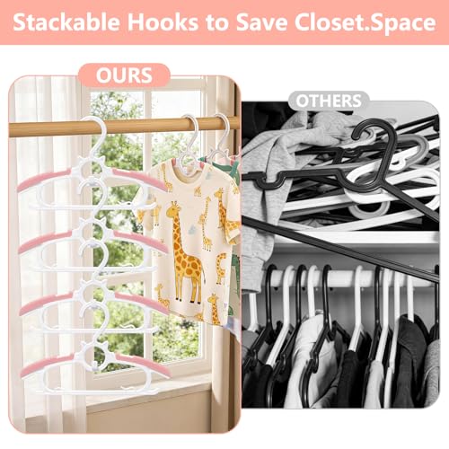 JSF Baby Hangers, Non-Slip Kids Hangers 20Pack Children Hanger Pink/White 20 Pack