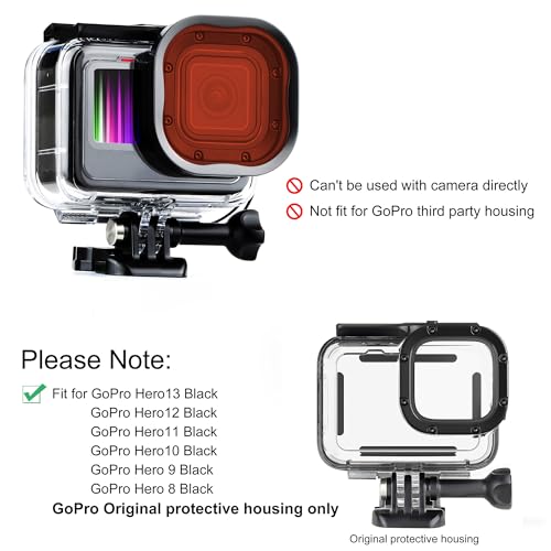 SOONSUN 4-Pack Underwater Dive Filters for GoPro Hero 13 12 11 10 9 8 Black