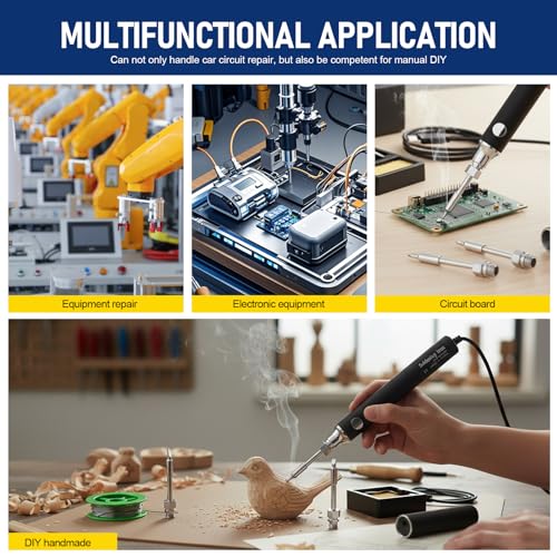 USB Wireless Soldering Iron Set - 3 Temperature Levels (330°C - 450℃) Including Safe & Easy for Electronic Repairs (Black), Improved Version