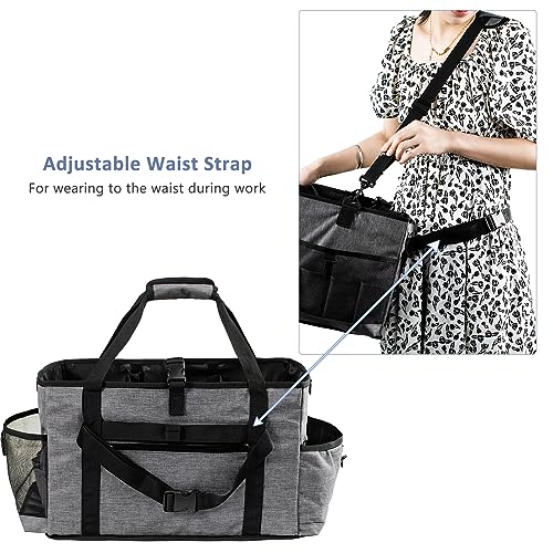 17" Cleaning Caddy for Cleaning Supplies, XL Cleaning Bag for Housekeepers Gray X-Large