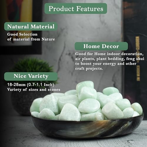 ZAICUS 1lb Amazonite Tumbled Stones | Polished Crystals Healing | Natural Stones | Feng Shui | Chakra Balancing | Good Luck | Reiki Gift | Home Decor | Size 20-25 mm Amazonite Tumble 1 Lb