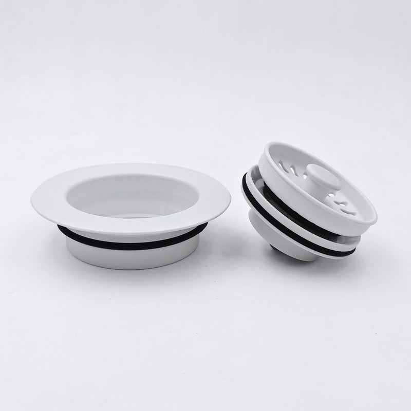 GZILA Garbage Disposal Drain Strainer and Stopper with Decorative Disposal Flange in White, Fit 3.5 Inch Standard Drain Hole