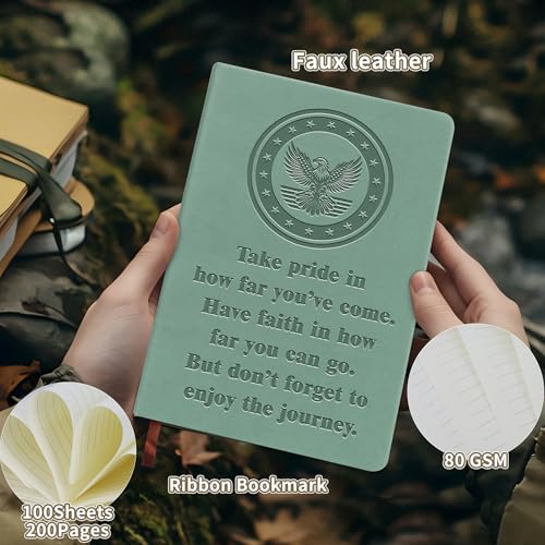 WHLBHG Army Leather Notebook Military Deployment Gifts(Take Army-cyan) Take Army--cyan
