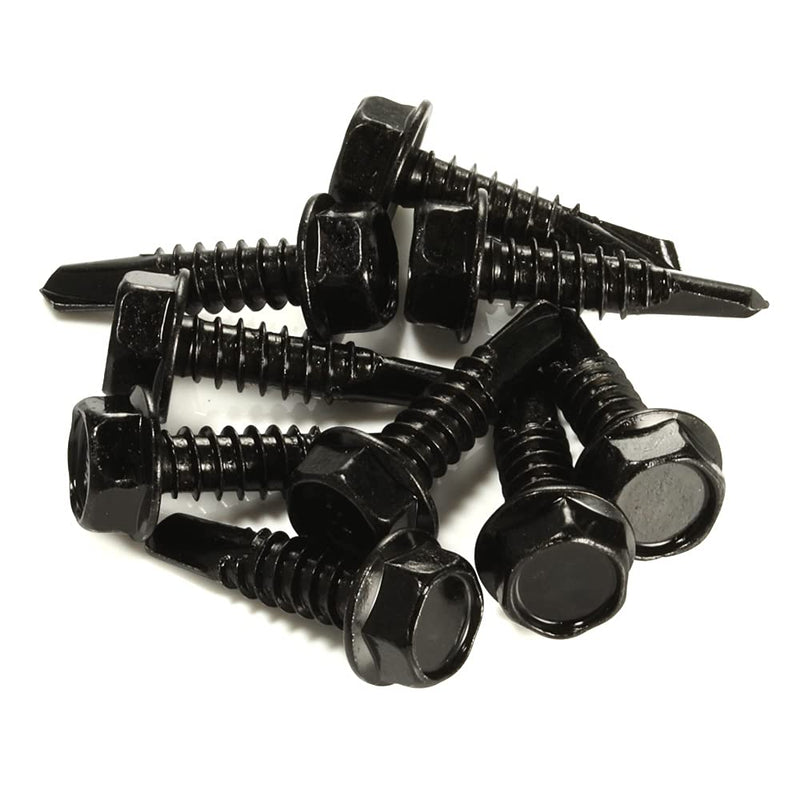 [Australia - AusPower] - #10 x 1" Hex Washer Head Self Drilling Screws, 410 Stainless Steel Self Tapping Sheet Metal Tek Screws, Black Oxide, 100 PCS #10 x 1" 