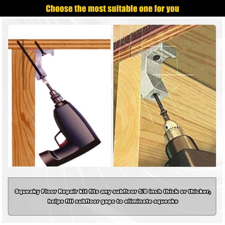 [Australia - AusPower] - CNQLIS Squeaky Wood Relief Floor Repair Kit Can be Safely Used on Any 5/8 inch or Thicker subfloor,Eliminating Squeaky Floor Sounds,Without Holes(Black,12 Pcs) Black 12 