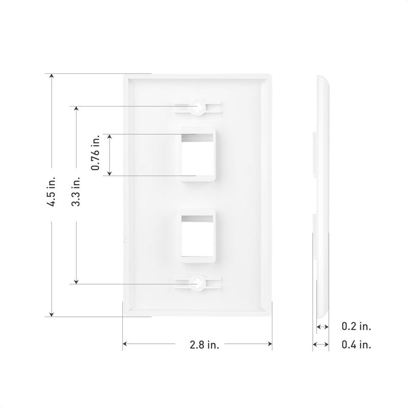 [Australia - AusPower] - Cable Matters 10-Pack Low Profile 2-Port Keystone Jack Wall Plate, RJ45 Wall Plate for Keystone Jacks in White 