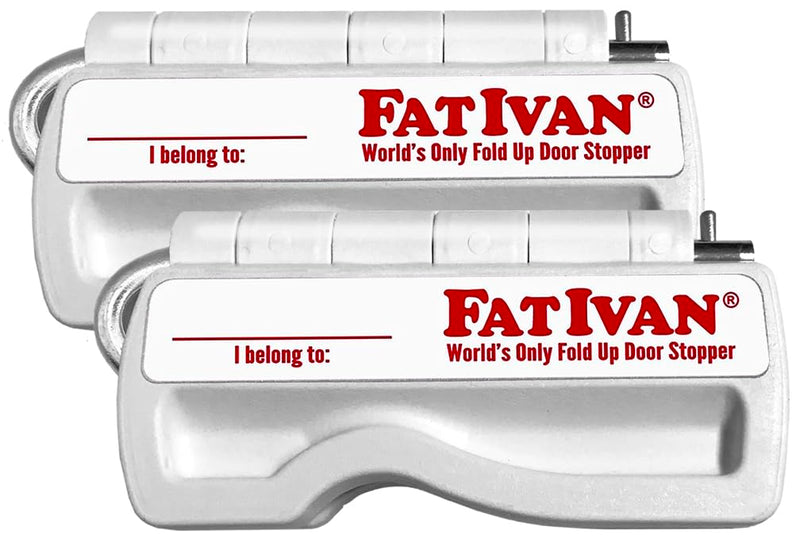 The Original Fat Ivan Fold Up Doorstop Wedge with Magnet - for Moving Office Home or School - Great for Police, Admin, Firefighters and Any time You Need a Door to Stay Open White 2 Pack