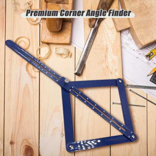 Pcmursal blue corner angle finder tool with miter saw protractor and digital angle scale