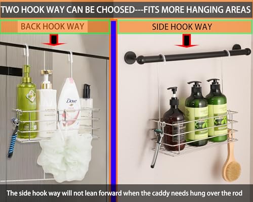 1-Tier Shower Caddy Hanging Shower Rack with Hooks Over The Door Silver 1-Tier