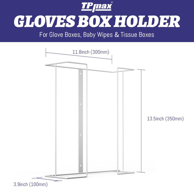 XL Gloves Box Holder,Wire Rack Dispenser for Gloves - Tissues Paper Towels Organizer - Mounting Accessories Included - Holds up to 3 Boxes - Perfect for Lab, Food Service and Home Triple White 1