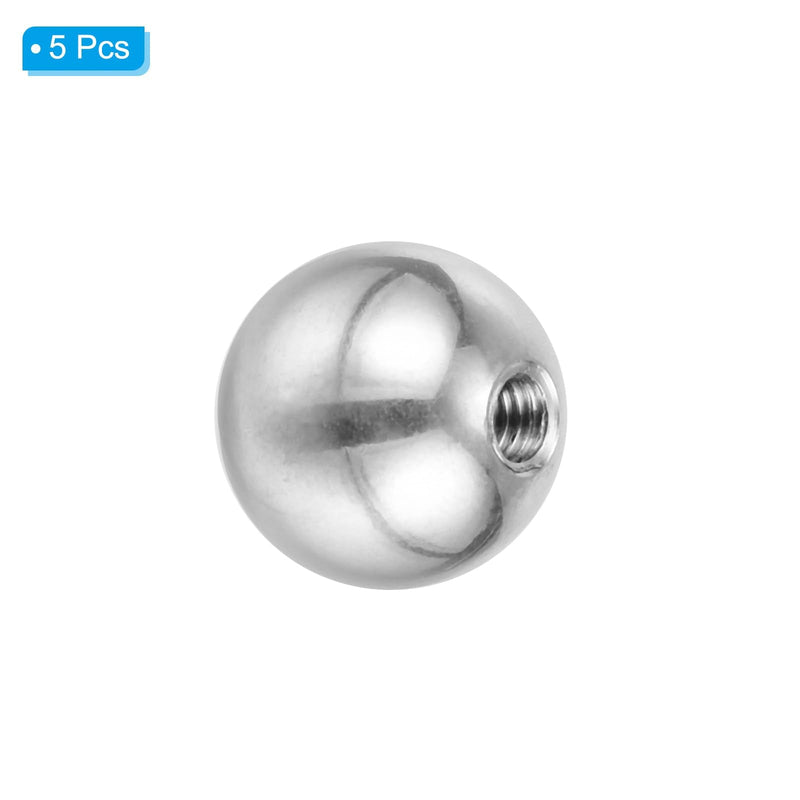 [Australia - AusPower] - PATIKIL M4x15mm Ball Nuts Knob, 5 Pack Female Thread 304 Stainless Steel Round Blind Hole Screw Cap Cover for Lighting Machinery DIY Decoration, Silver 