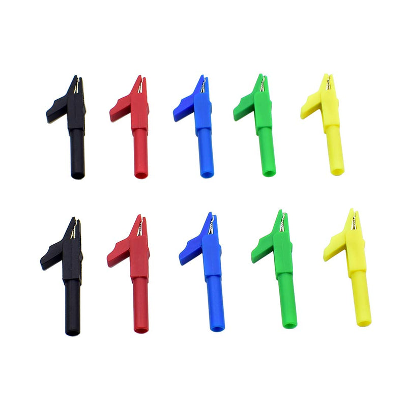 [Australia - AusPower] - 10Pcs 300V 15A Safety Insulated Multimeter Test Alligator Clips Electrical Tools with 4mm Banana Jack Socket Adapter 