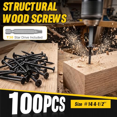 Micnce #14 x 4-1/2-inch heavy-duty outdoor deck lag screws, 100-count box